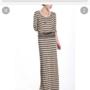 {Anthro} Puella Striped Maxi Dress Brown Black S